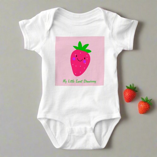 My little Sweet Strawberry Pink Girl Baby Nursery  Baby Bodysuit
