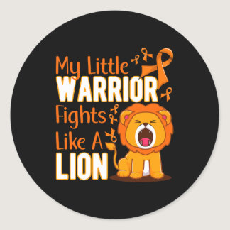 My Little Warrior Fights Like A Lion Leukemia Awar Classic Round Sticker