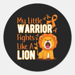 My Little Warrior Fights Like A Lion Leukemia Awar Classic Round Sticker