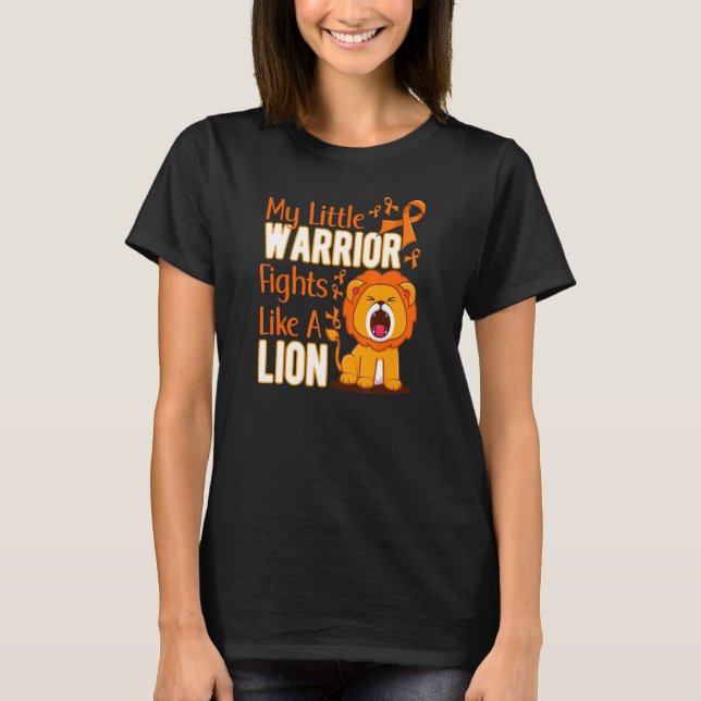 My Little Warrior Fights Like A Lion Leukemia Awar T-Shirt (Front)