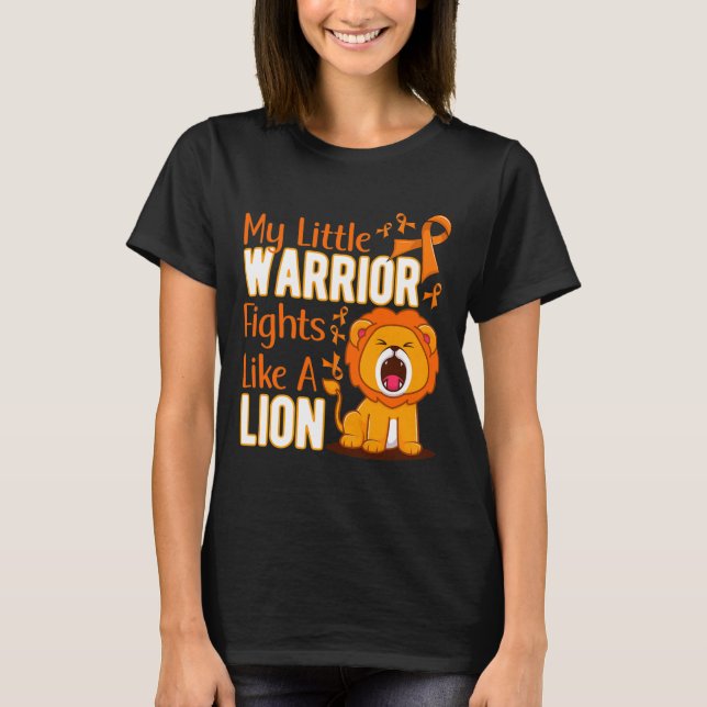 My Little Warrior Fights Like A Lion Leukemia Awar T-Shirt (Front)