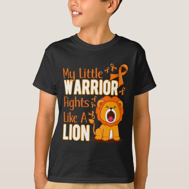 My Little Warrior Fights Like A Lion Leukemia Awar T-Shirt (Front)