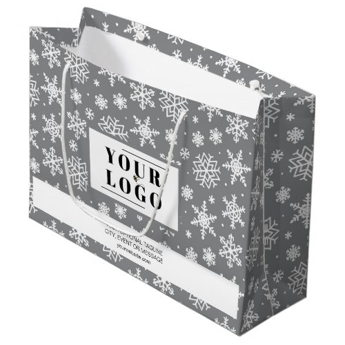 My Logo Custom Business Christmas Snowflake  Large Gift Bag