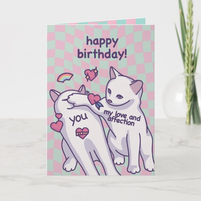 My Love and Affection Birthday Slap – Funny Cat Gr Card (Front)