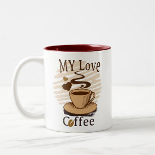 My Love Coffee Romantic Vintage Two-Tone Coffee Mug