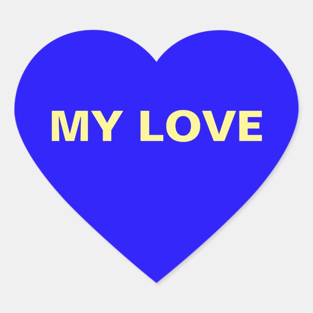 My Love Dark Blue Heart Sticker (Front)