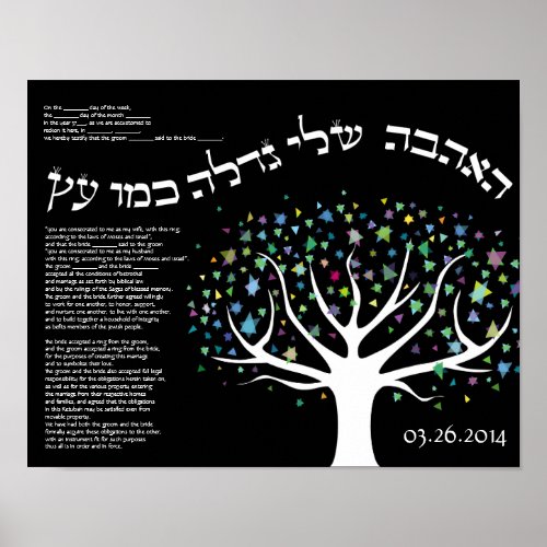 My Love Grows Like a Tree Ketubah Certificate Poster