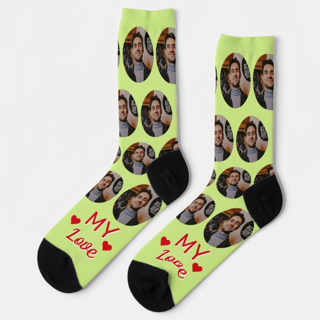 My Love Husband's Photo For Wife Sage Socks (Left)