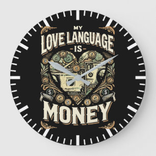 My Love Language is Money, Funny Hustle Success Large Clock