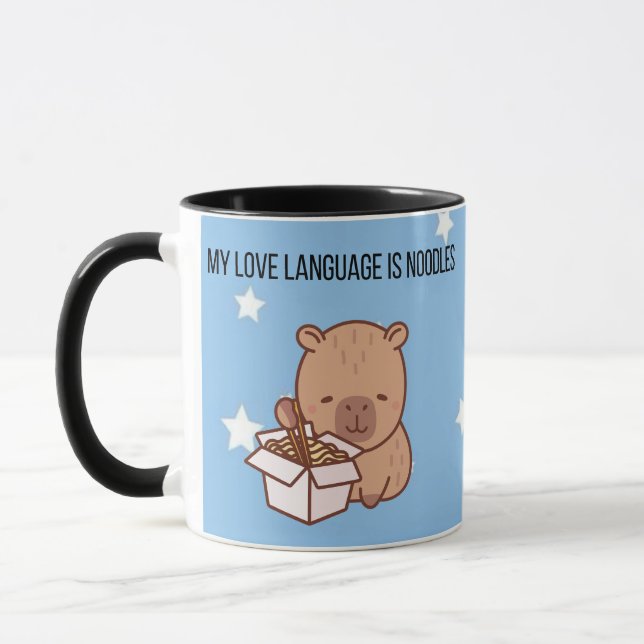 My Love Language Is Noodles | Kawaii Capybara Coff Mug (Left)