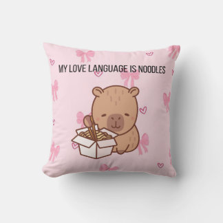 My Love Language Is Noodles | Kawaii Capybara Deco Throw Pillow
