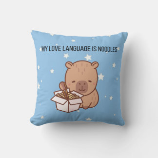 My Love Language Is Noodles | Kawaii Capybara Deco Throw Pillow