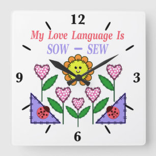 My Love Language Is Sow - Sew Square Wall Clock