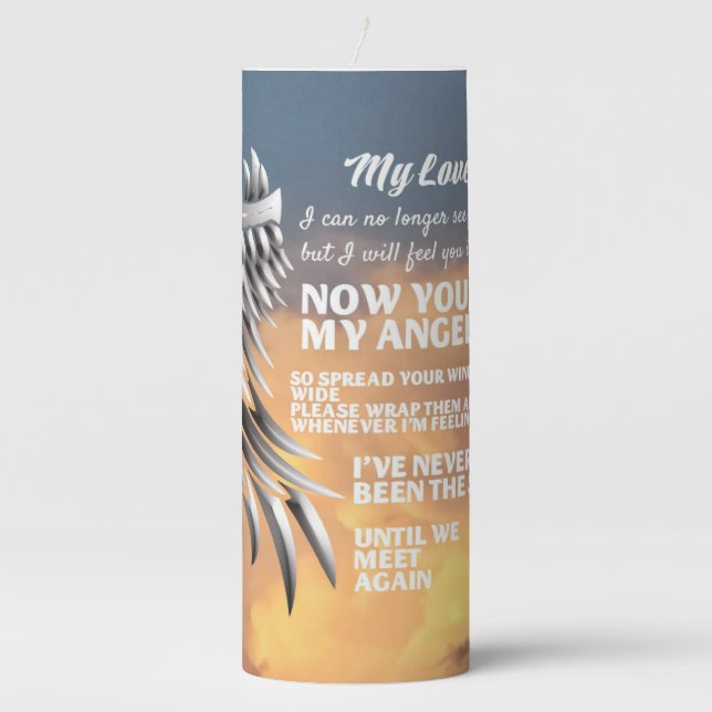 My Love now you are my Angel  Pillar Candle (Front)