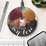 MY LOVE Personalized Couple's Photo Wireless Charger<br><div class="desc">Charge your smartphone in style with this wireless charger accented with "MY LOVE, " first names and year in beautiful chic white text over your favorite photo. Create for yourself or give to someone you love. MATCHING items in our collection.</div>