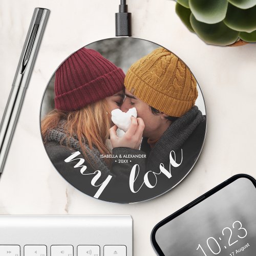 MY LOVE Personalized Couples Photo Wireless Charger