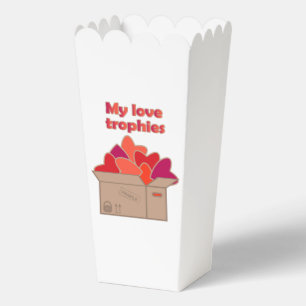 My love trophies in box full of Valentines hearts
