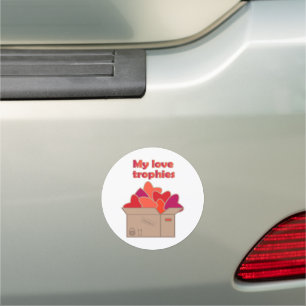 My love trophies in box full of Valentines hearts Car Magnet