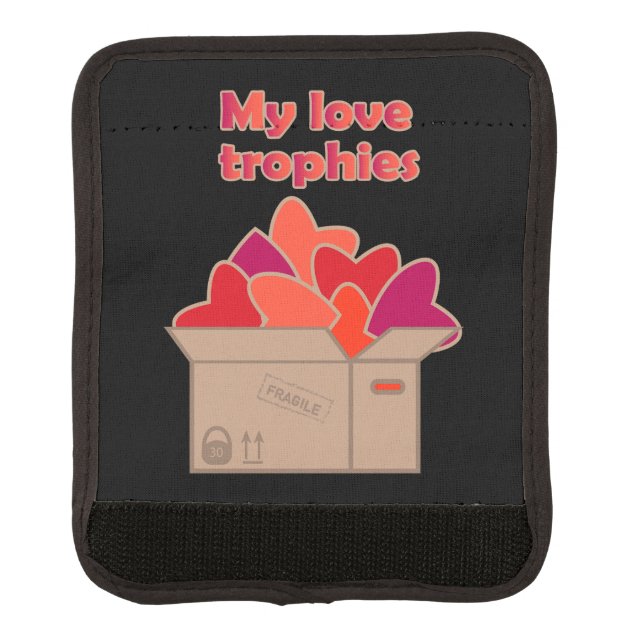 My love trophies in box full of Valentines hearts Luggage Handle Wrap (Front)