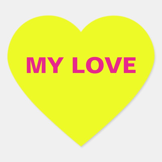 My Love Yellow Heart Sticker (Front)