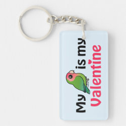 My Lovebird is My Valentine Rectangle Keychain (double-sided)