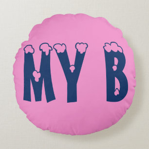 My Lovely Baby Pink Princess Monogram Design Art Round Pillow