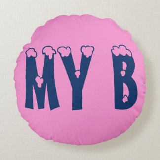 My Lovely Baby Pink Princess Monogram Design Art Round Pillow