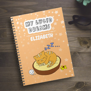 My Lucid Dreams Orange Cute Doodles Sleeping Cat Notebook