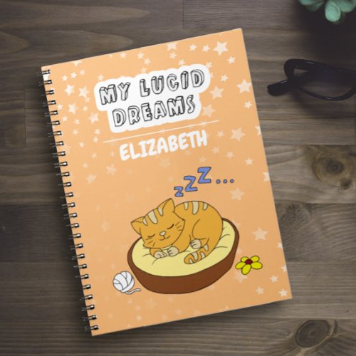 My Lucid Dreams Orange Cute Doodles Sleeping Cat Notebook