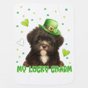 My Lucky Charm Havanese Puppy St. Patrick's Day   Baby Blanket