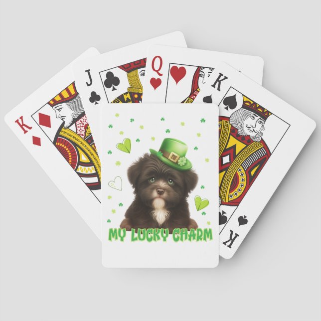 My Lucky Charm Havanese Puppy St. Patrick's Day Poker Cards (Back)