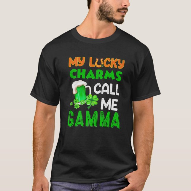 My Lucky Charms Call Me Gamma Grandma Beer St Patr T-Shirt (Front)