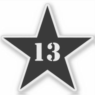 My Lucky Number Star - Number 13 (black) Sticker