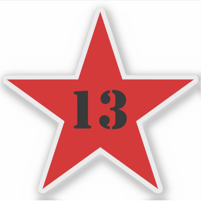 My Lucky Number Star - Number 13 (red) Sticker (Front)
