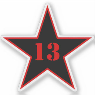 My Lucky Number Star - Number 13 - v2 (black) Sticker