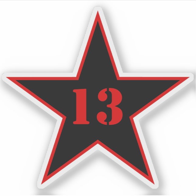 My Lucky Number Star - Number 13 - v2 (black) Sticker (Front)