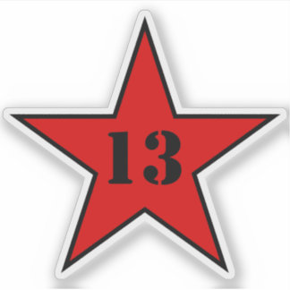 My Lucky Number Star - Number 13 - v2 (red) Sticker
