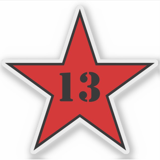 My Lucky Number Star - Number 13 - v2 (red) Sticker (Front)