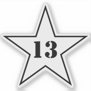 My Lucky Number Star - Number 13 - v2 (white) Sticker