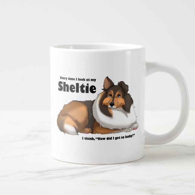 My Lucky Sheltie Giant Coffee Mug (Right)