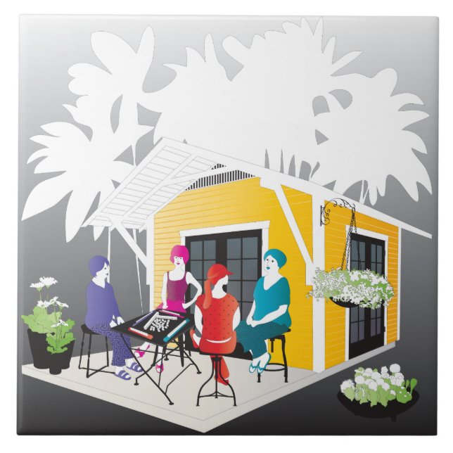 My Mah Jongg Cottage Ceramic Tile (Front)