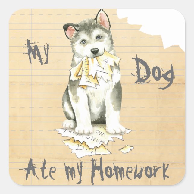 My Malemute Ate My Homework Square Sticker (Front)