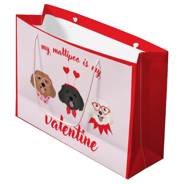 My Maltipoo Is My Valentine Large Gift Bag (Front Angled)
