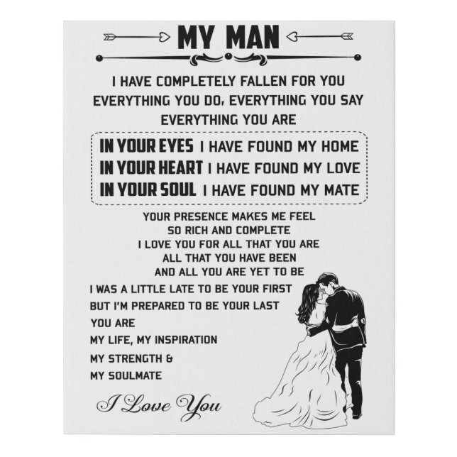 My Man Faux Canvas Print (Front)