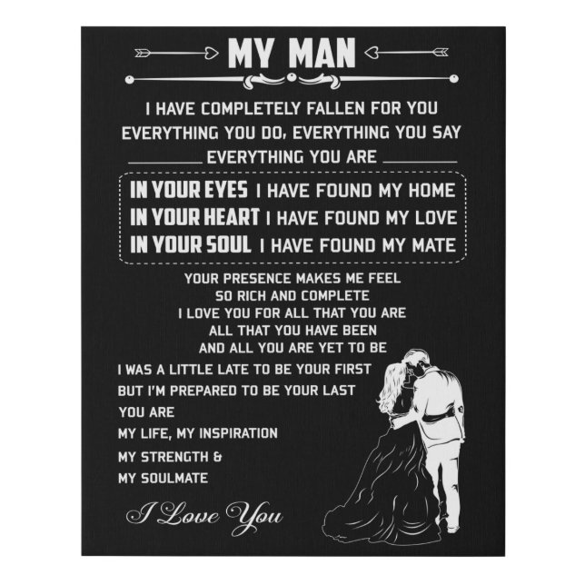 My Man Faux Canvas Print (Front)