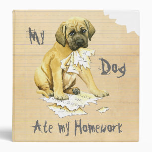 My Mastiff Ate My Homework 3 Ring Binder