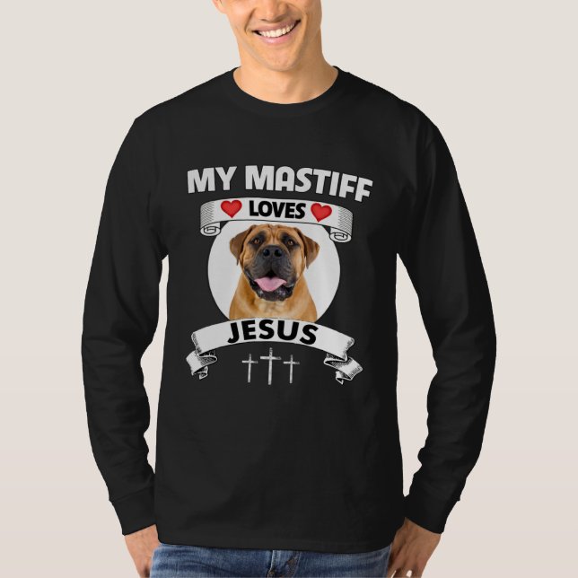 My Mastiff Loves Jesus Christian Bullmastiff Dog M T-Shirt (Front)