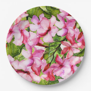 My mediterranean exotic oleander flower garden paper plates