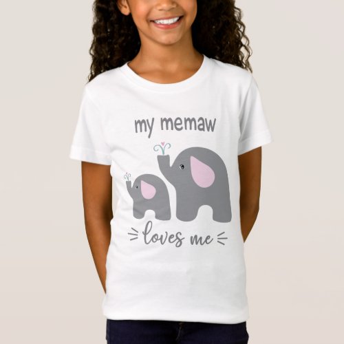 My MeMaw Loves Me _ Elephant Shirt for Kids