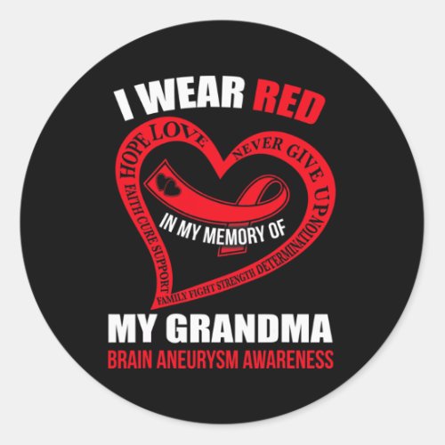 My Memory Of My Grandma Brain Aneurysm Awareness  Classic Round Sticker